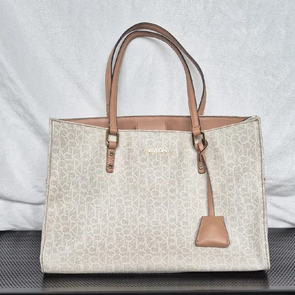 Calvin Klein Cream and Brown Women's Tote Bag - Picture 1 of 12